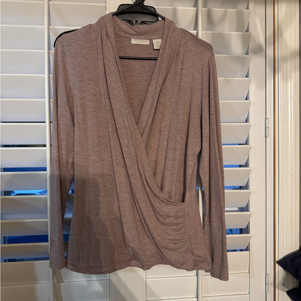 Draped Christian Siriano Long Sleeve Top in Mauve Medium